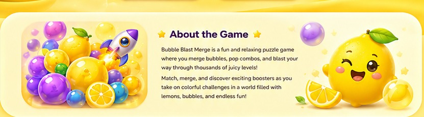 Bubbles, lemons and rocket game artwork